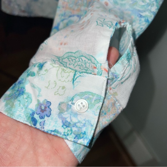 Chico's Paisley Button Front Sheer Blouse Women’s Size Large Cotton Boho Shirt - Picture 5 of 14